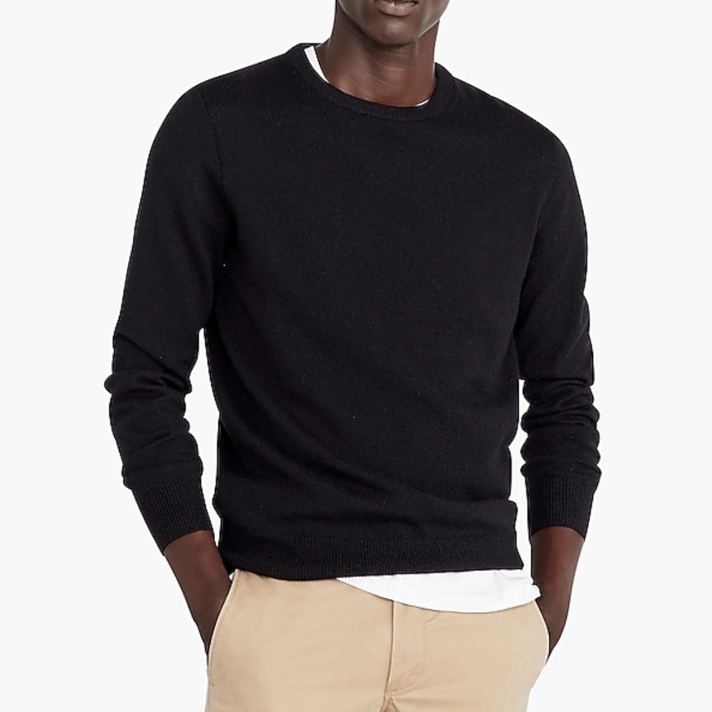 J. Crew Mens Cashmere Crewneck Sweater, Black